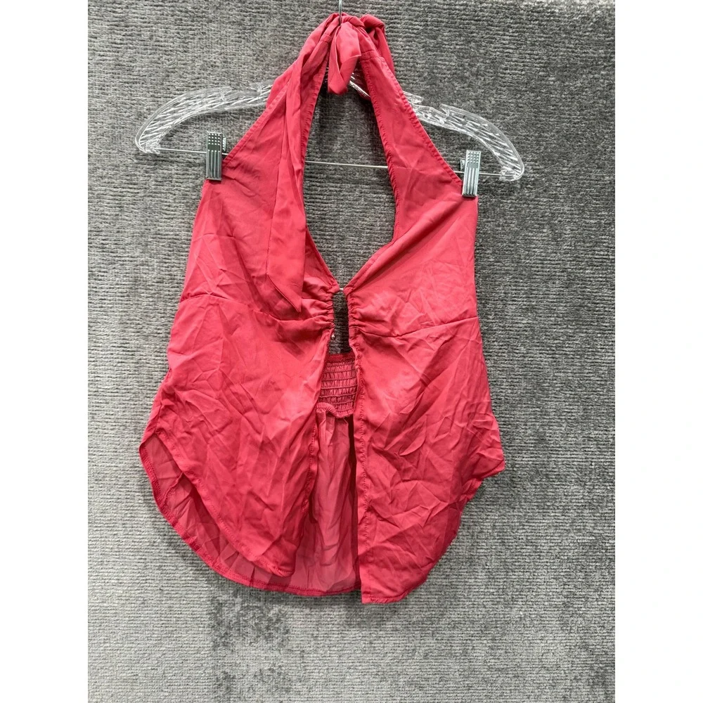 Free People Halter Top Womens Medium Raspberry Pink OB1500111 Boho Festival New